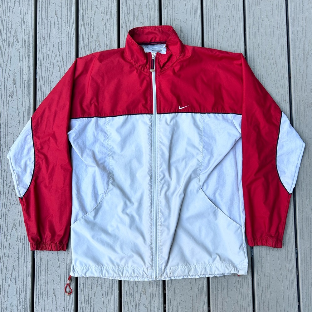 2000s Nike red and grey windbreaker jacket